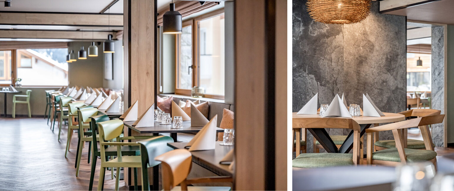 Frühstücksraum im Hotel "The Moss" in Obergurgl im Ötztal
